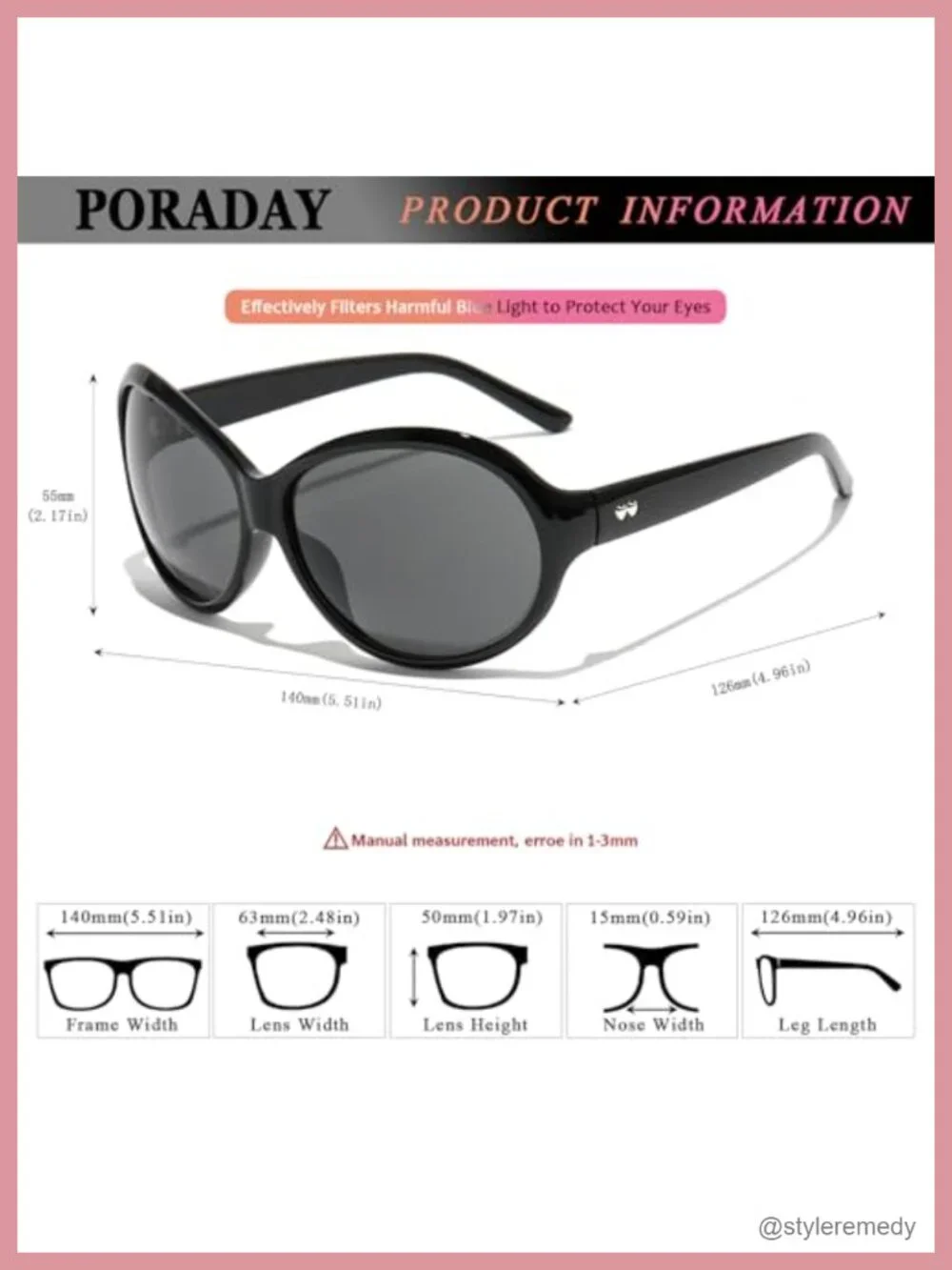 Oversized Wrap Around Sunglasses UV400 Protection Retro Oval Frame